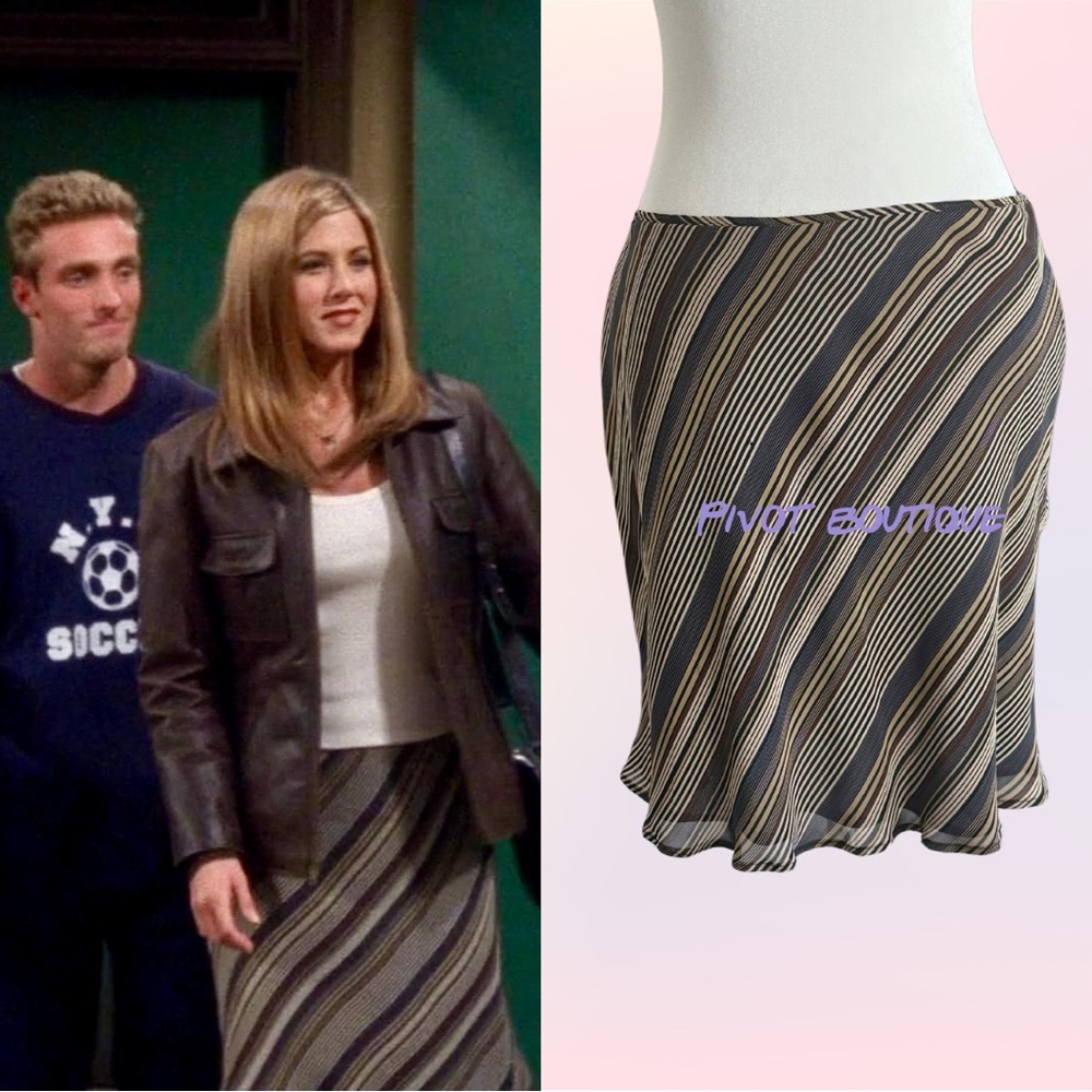Vintage Neutral Striped Alternate Skirt ASO Rachel Green on Friends